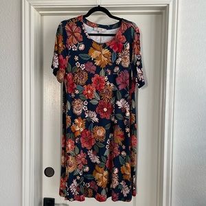 LOFT Floral Swingy Tee Dress Sz L